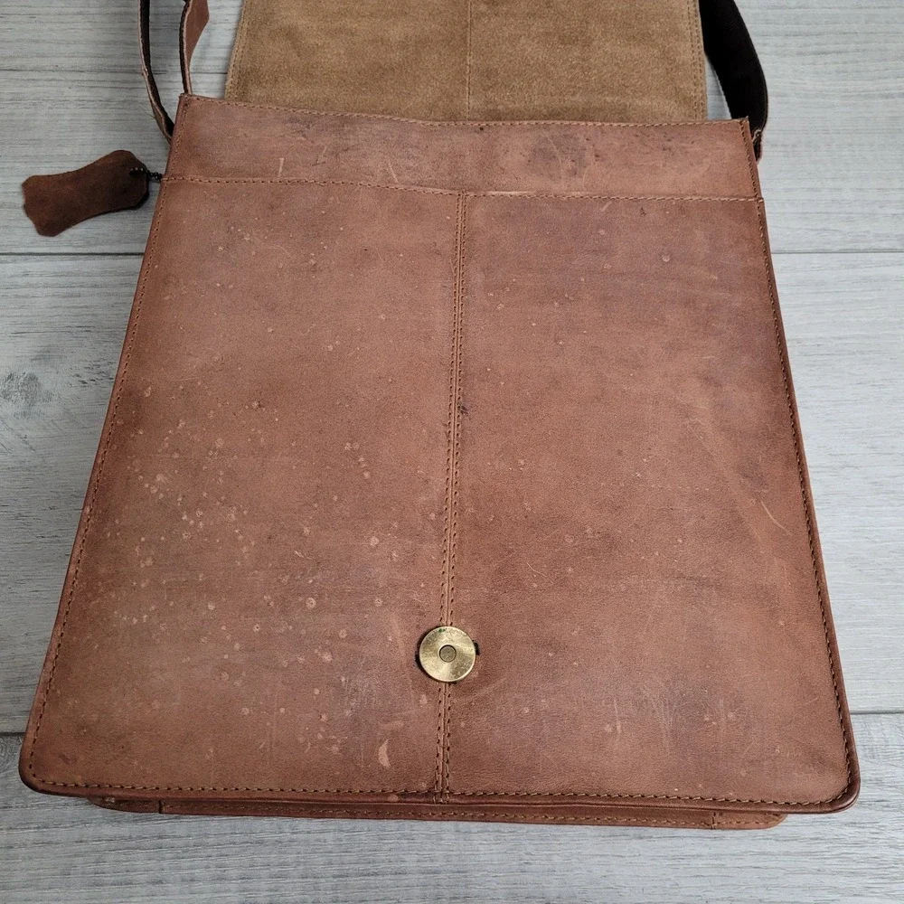 Leabags Messenger Bag 100% Leather Shoulder Strap Flap Brown 12x10